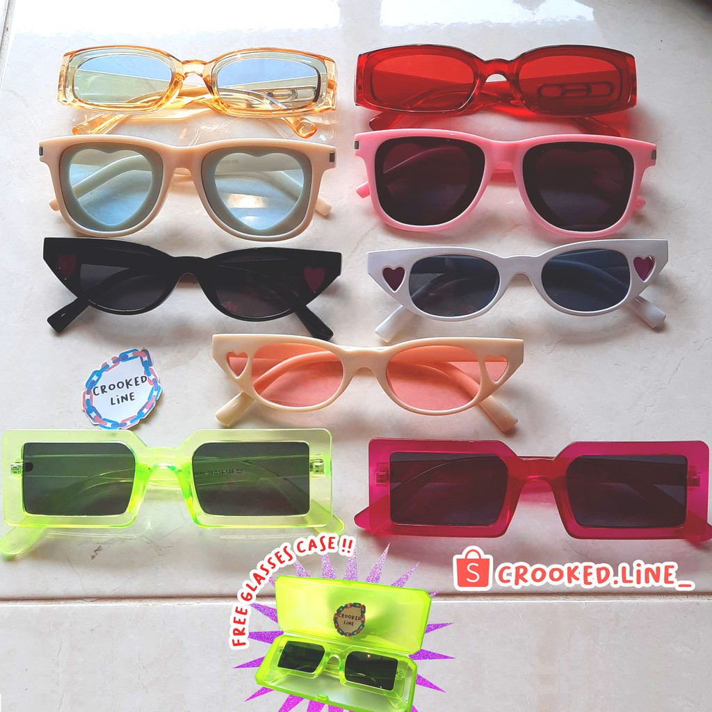 PART 2 AESTHETIC SUNNIES GLASSES SUNGLASSES SUN GLASSES KACAMATA ESTETIK CROOKEDLINE Shopee Indonesia