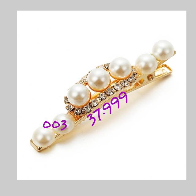 Jepit Mutiara Sweet Korea Geometric Rhinestone Pearl Hair Clips