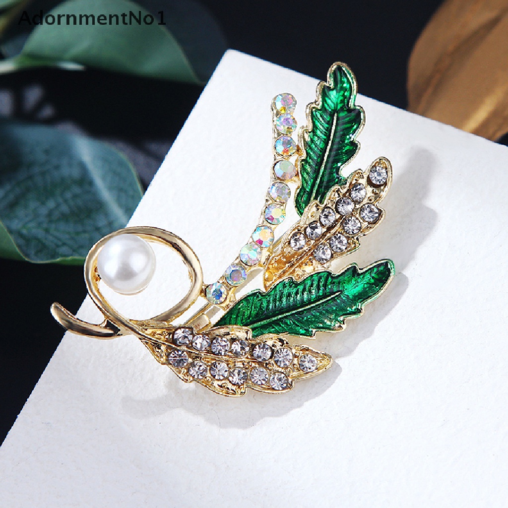 (AdornmentNo1) Bros / Pin Fashion Bentuk Gandum Aksen Mutiara + Berlian Untuk Perhiasan Wanita / Pesta