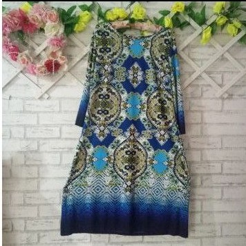 DRESS BIRU BATIK BIG SIZE BRANDED ORIGINAL / BIG MINI DRESS BRANDED ORIGINAL