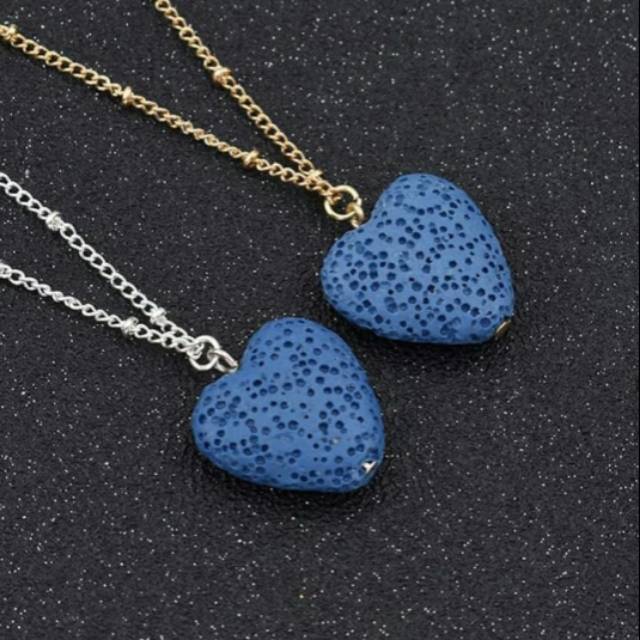 Necklace Diffuser Heart Lava Stone / Kalung Diffuser  Batu Lava Hati