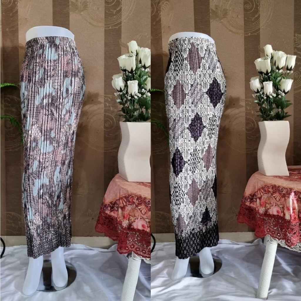 Rok Panjang Kuaci & Wajik Abu Plisket Bawahan Kebaya