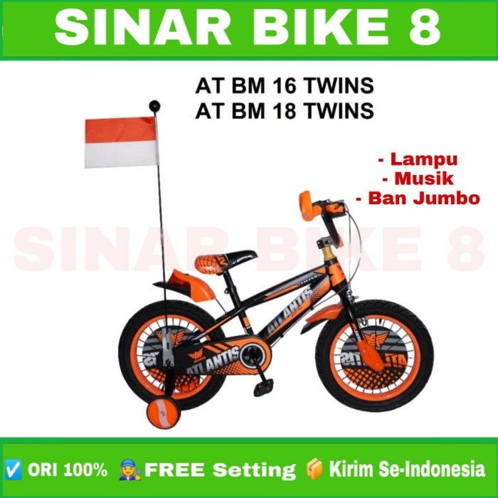 Sepeda Anak Laki Ukuran 12 16 18 BMX ATLANTIS TWINS Ban Jumbo Usia 2-10 Tahun