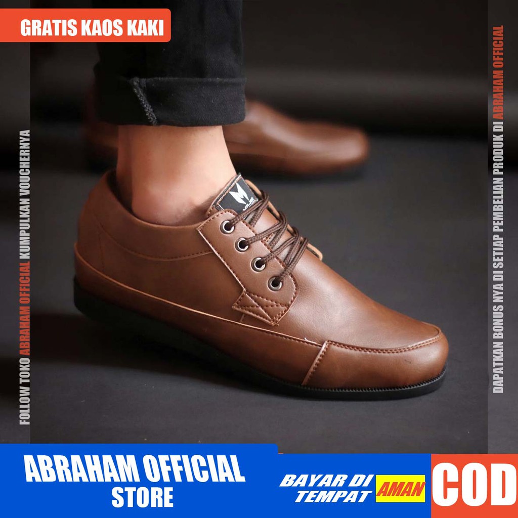 ABRHM x PILERI Sepatu Kasual Pria Sepatu Casual Kulit Pu Sepatu Pria Casual Cowok/Cowo Sepatu Kerja Kantor Semi Formal Anti Slip Kuliah Kondangan Gaya keren Kekinian Murah Terlaris