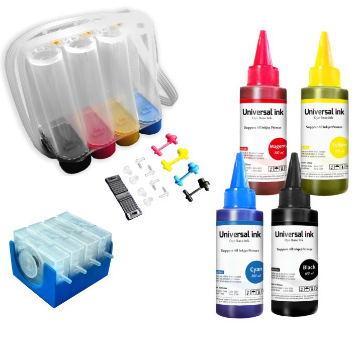 Paket Tabung   Dumper One Way   Tinta Infus 100ml CMYK Dye Base Printer Canon HP Epson