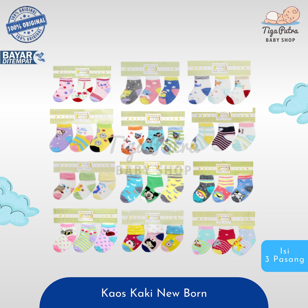 Kaos Kaki Bayi Newborn 3pcs Laki-Laki Perempuan Baby Socks 3 pasang 2 pasang 0-6 bulan Katun