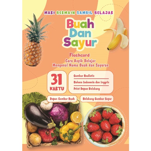 Flash Card Buah &amp; Sayur Mainan Anak Edukasi Kartu Anak Pintar