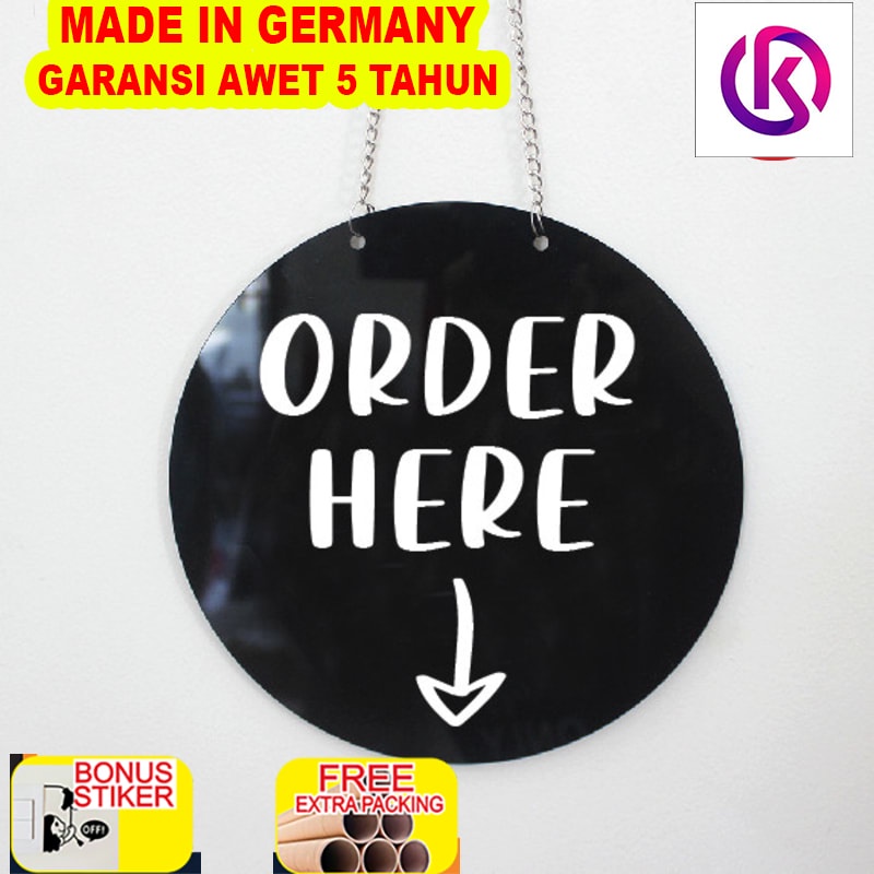 

Promo Sign Order Here UV Print Acrylic | Sign Toko Sign Board - Hitam