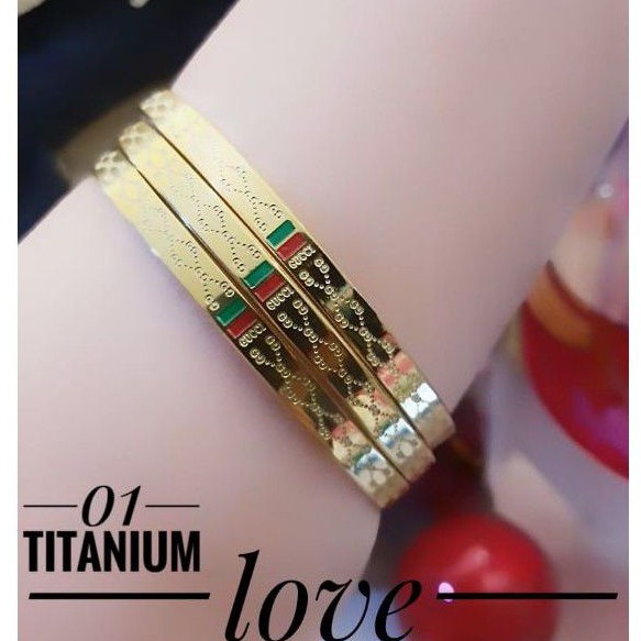 (SEP) TERMURAH Set Perhiasan TITANIUM Anti Karat Gelang Ring 3 Pcs Gucci Cantik Modis Xuping Gold