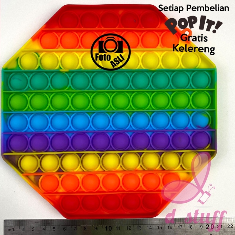 POP IT mainan Fidget Rainbow POPIT jumbo / XXL size-6