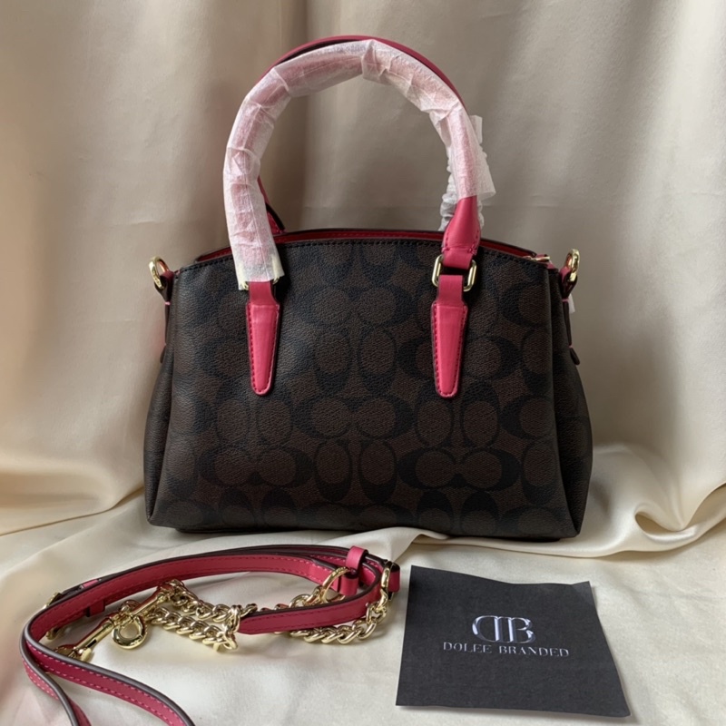 Coach Signature Mini Sage Caryall Brown List Pink (29434)