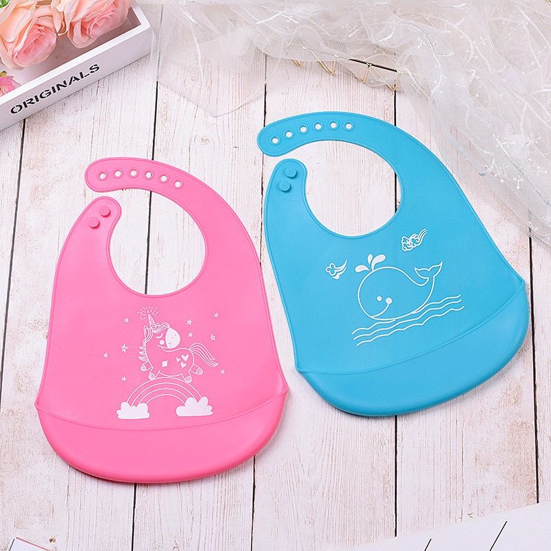 1234OS - Celemek Makan Bayi BABY BIB SLABER Karet Anak Baby Burb Apron Silicon Bibs.