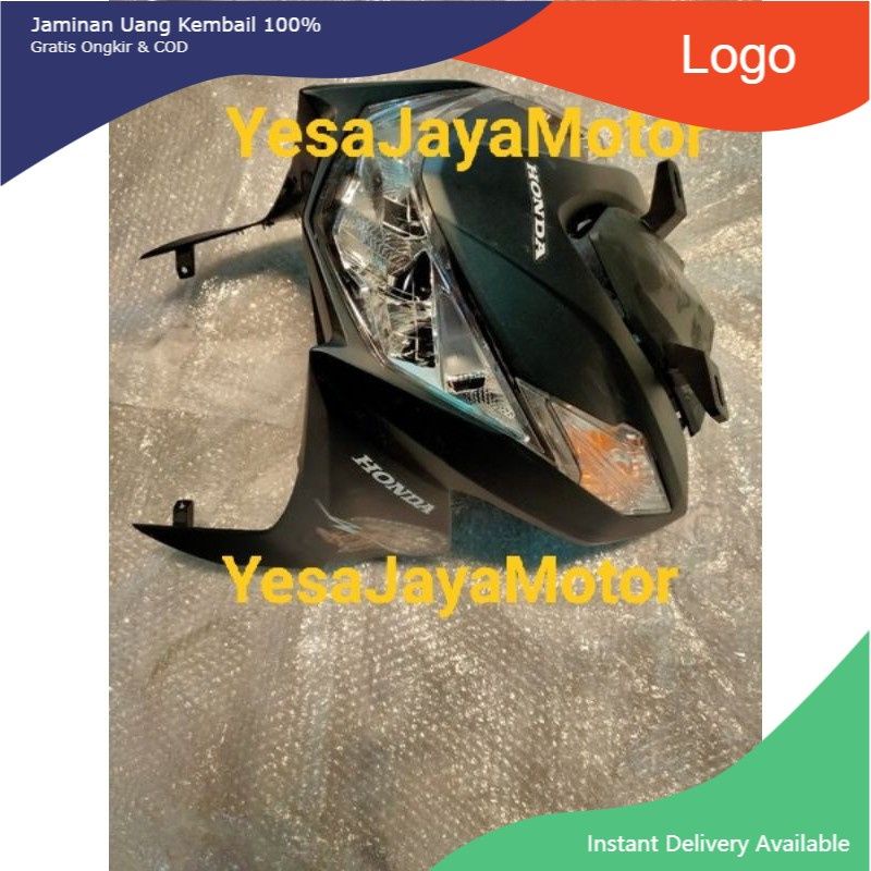 Dasi Atau Tameng Depan Honda Beat New 2020 Warna Hitam Doff Plus Reflektor Lampu Depan)