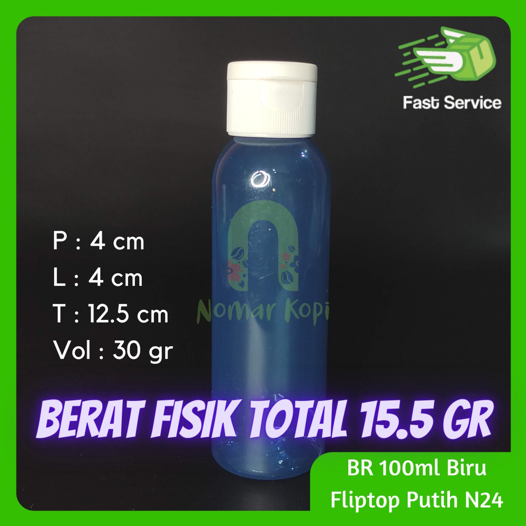 Botol 100ML BR BIRU Fliptop