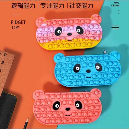 Kotak Pensil Pop it Panda - Termurah - Pop It Makaron Murah Fidget Toy Murah Mainan Anak Penghilang 
