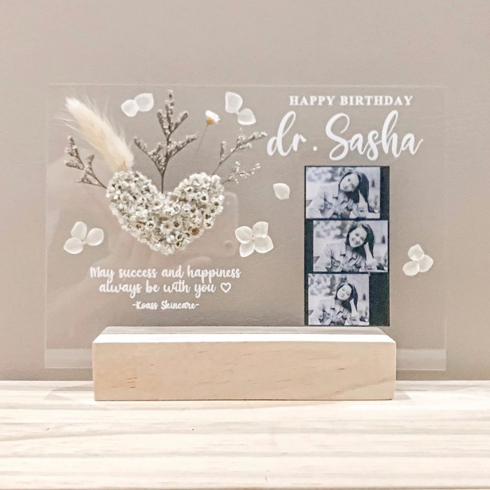 Acrylic Premium | Foto custom acrylic dried flower| hadiah ultah anniv - A5 Handwriting, Foto saja