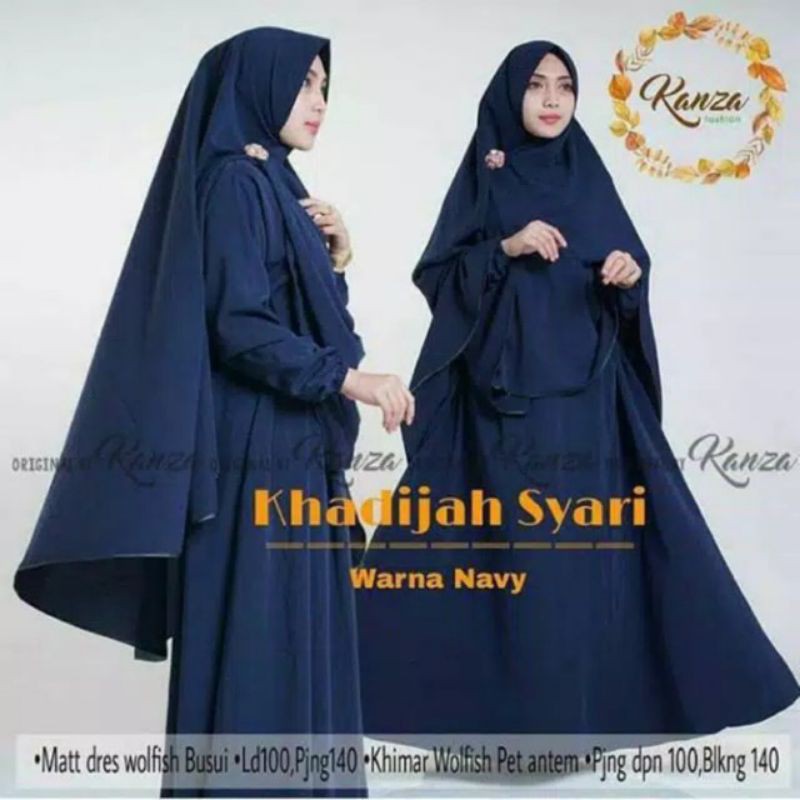 GAMIS ONE SET KHADIJAH POLOS JUMBO SYARI SETELAN HIJAB INSTAN