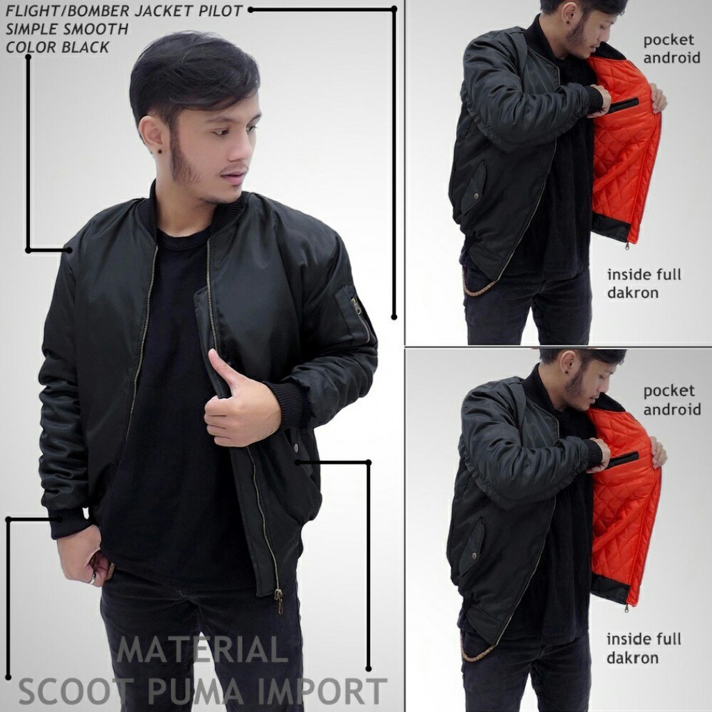  JAKET  BOMBER  HITAM PRIA  Shopee Indonesia