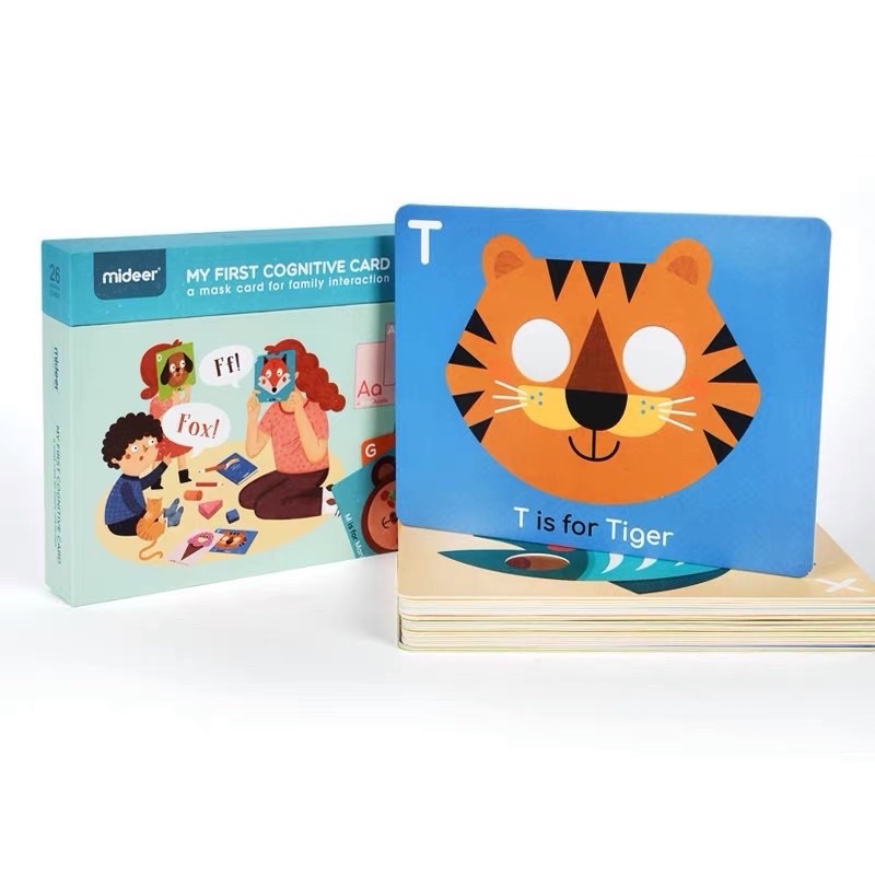 mideer ny first cognitive card mask recognition alphabeth card mainan edukasi anak