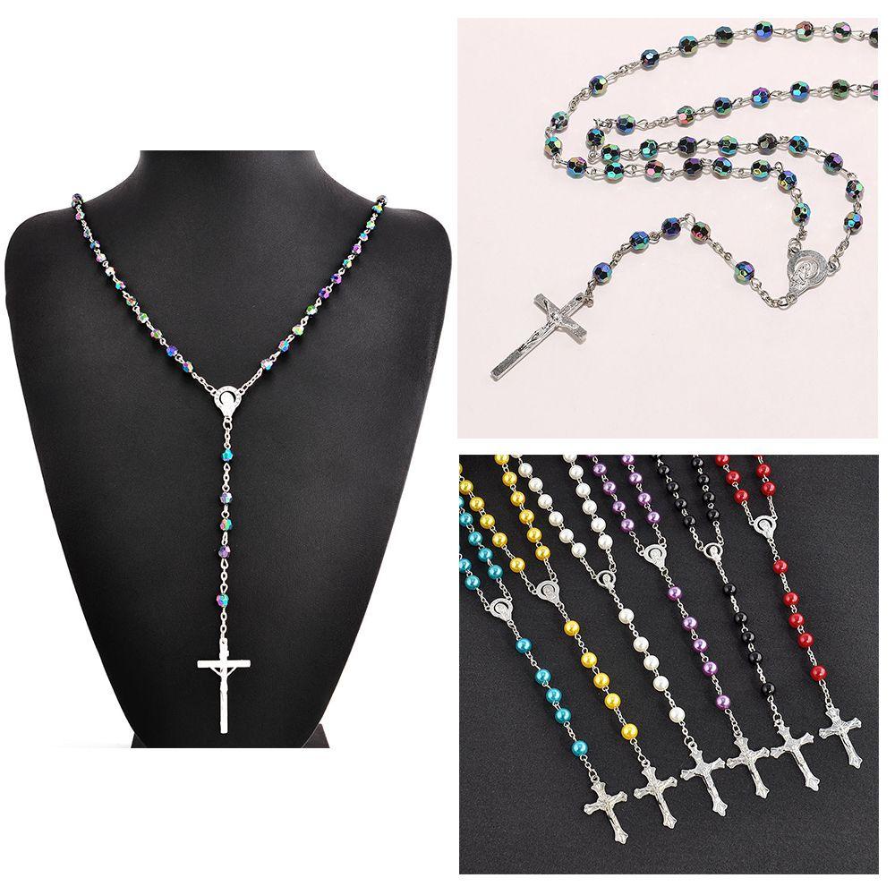 TOP Kalung Salib Fashion Charm Vintage Rosario Beads Chain