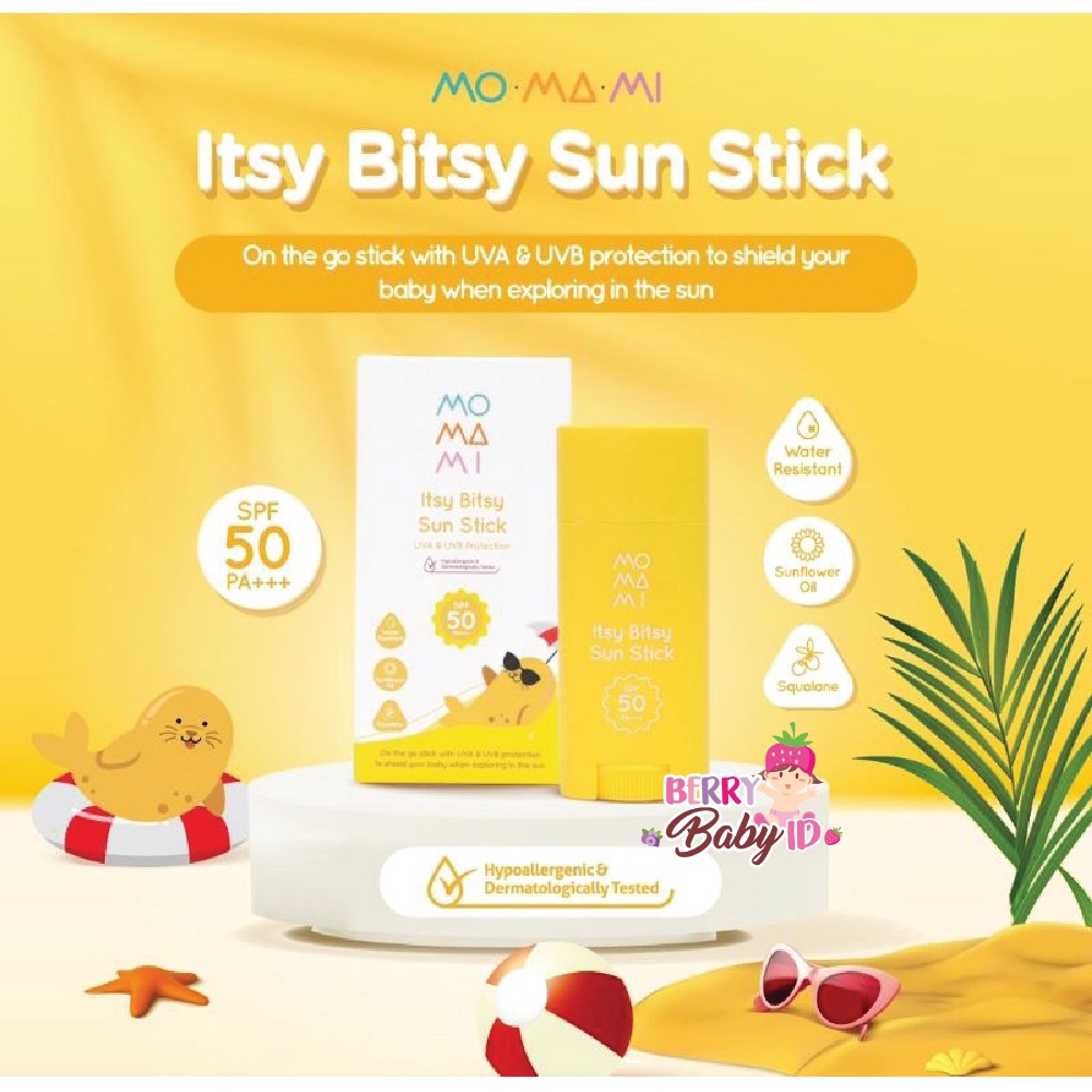 Momami Itsy Bitsy Sun Stick SPF 50 Sunscreen Stik Bayi Anak Sunblock Berry Mart
