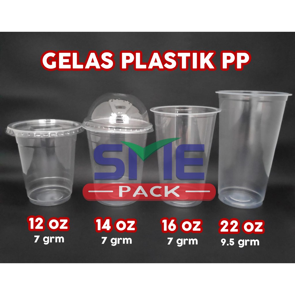 (GELAS SAJA) Gelas Plastik 12, 14, 16, 22 oz / Cup Plastik 12, 14, 16