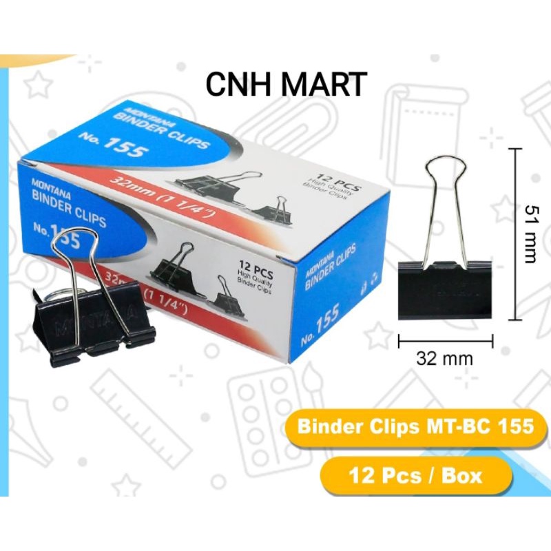 

Binder Clip 155 - penjepit kertas - Clip kertas Montana -Pcman