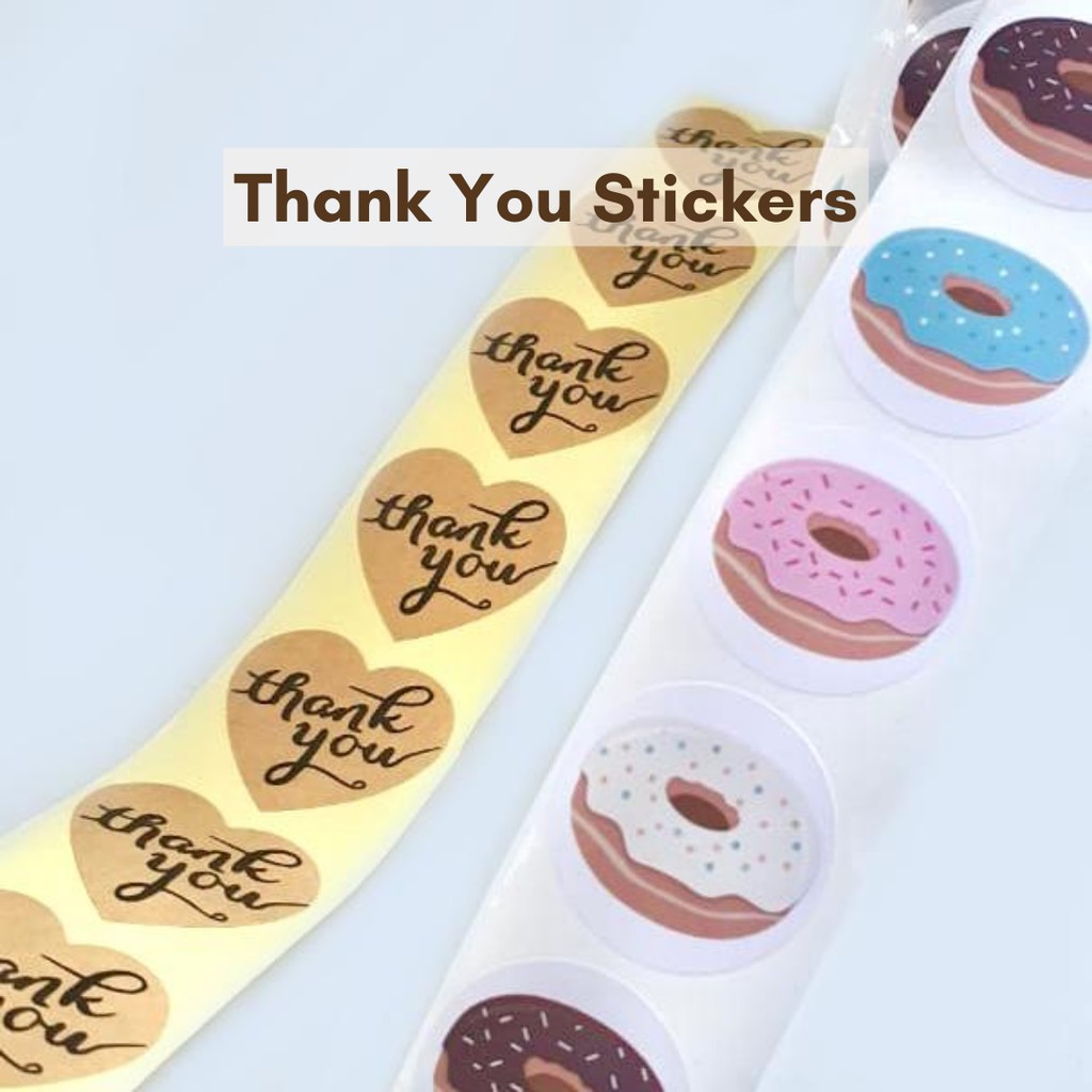 

THANKYOU STICKERS/ Stiker Thankyou dan Donat (10 BIJI)