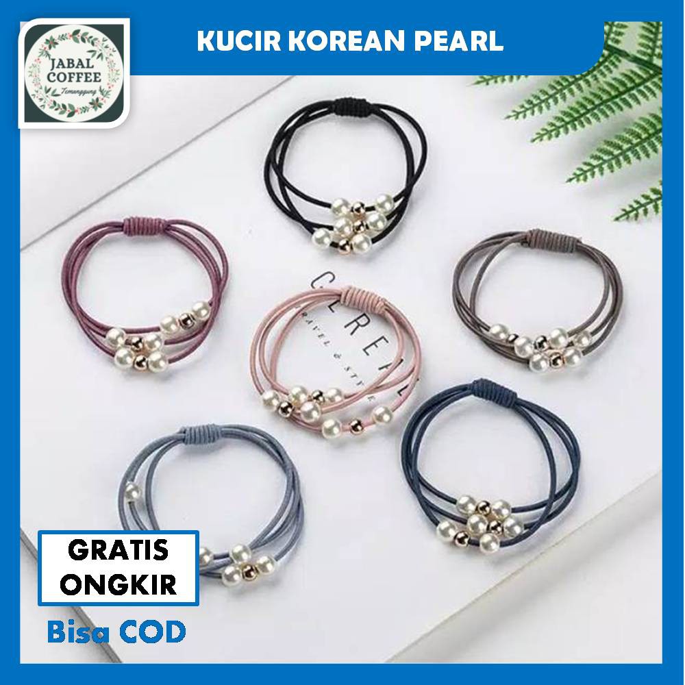 Ikat Rambut Karet Kuncir Mutiara / Ikat Rambut Korea Mutiara Tiga Tali / Ikat Rambut Mutiara J97