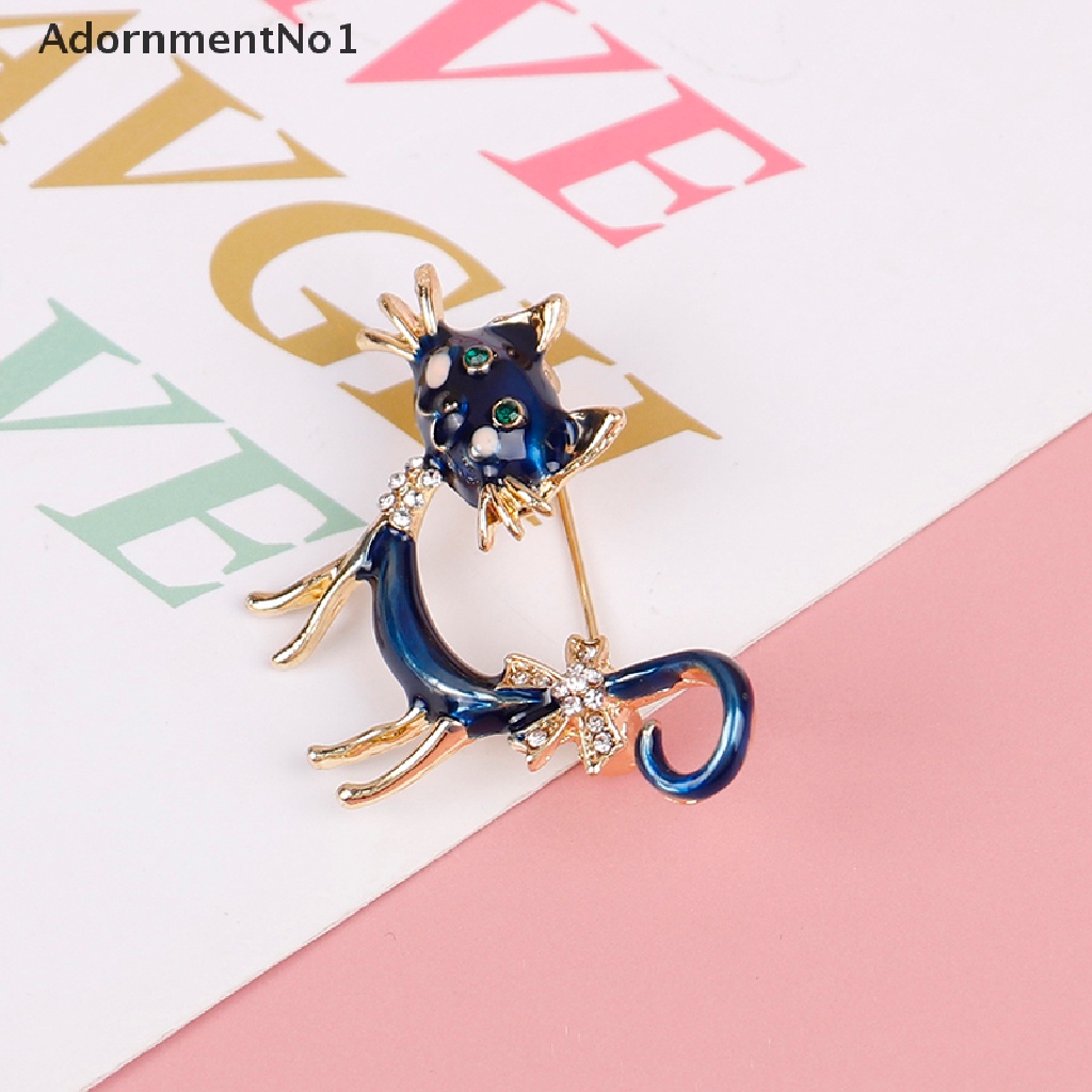 (AdornmentNo1) Bros / Pin Casual Bentuk Kucing Biru Untuk Aksesoris Wanita / Kantor