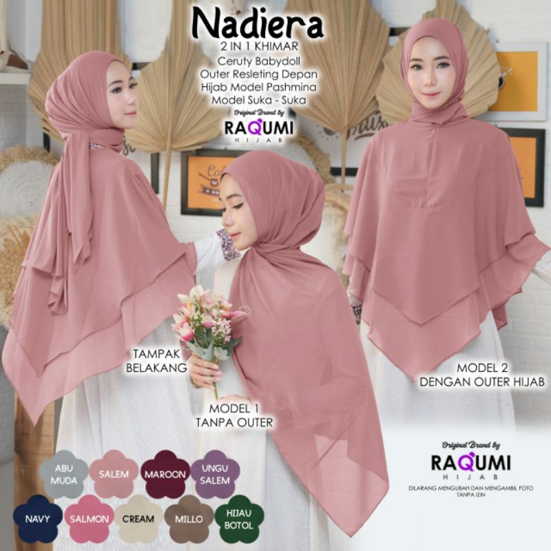 NADIERA 2IN1/ HIJAB CERUTY/ HIJAB PREMIUM/ HIJAB PESTA/ ORI RAQUMI