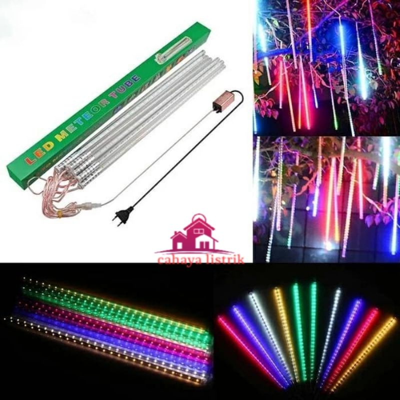 lampu meteor led isi 10pce batang/50cm /jatuh rain snow taman hias meteor/lampu meteor 50cm rgb