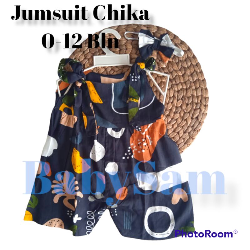 6-18 BLN JUMPSUIT BAYI TALI CHIKA BAJU BAYI PREREMPUAN FREE HEADBAND