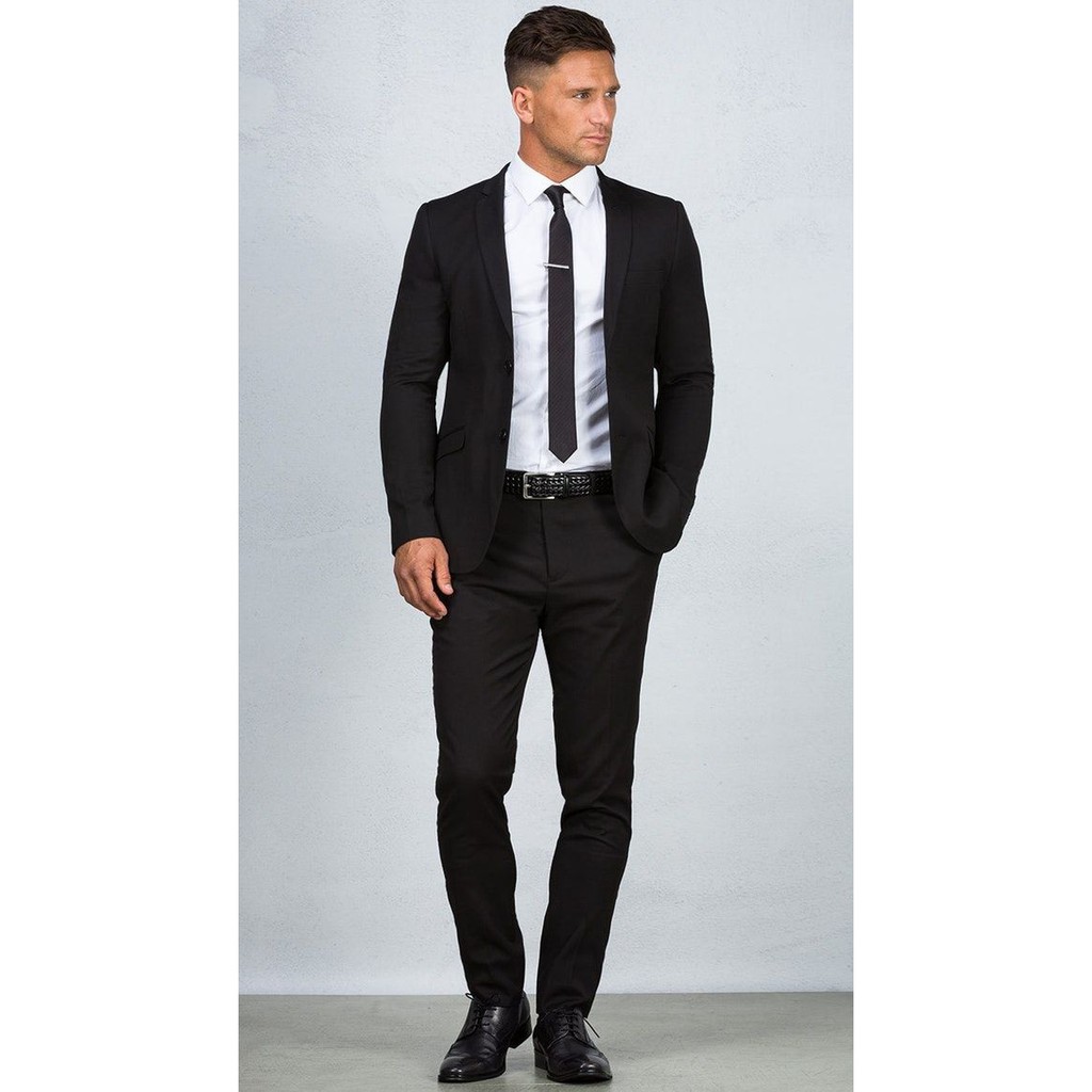 SETELAN JAS HITAM RESMI FORMAL PRIA SLIMFIT 4IN1 - SUPER TERACOSTA HIGH TWIST NIKAYU