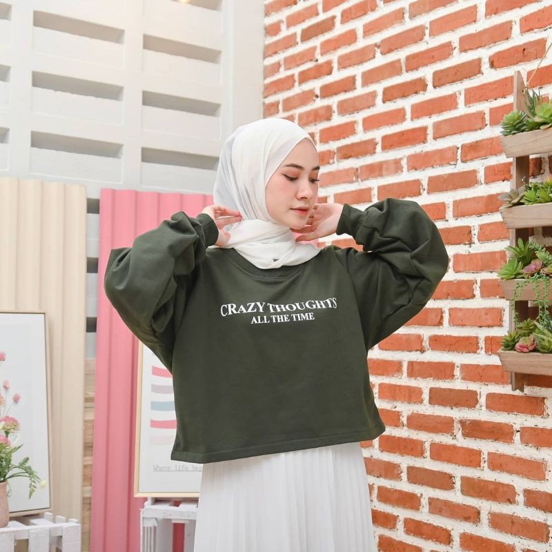 PAKAIAN WANITA - CRAZY TOUGHTS - SWEATER WANITA - SWEATER FLEECE - PAKAIAN TERLARIS-KASUAL STYLE