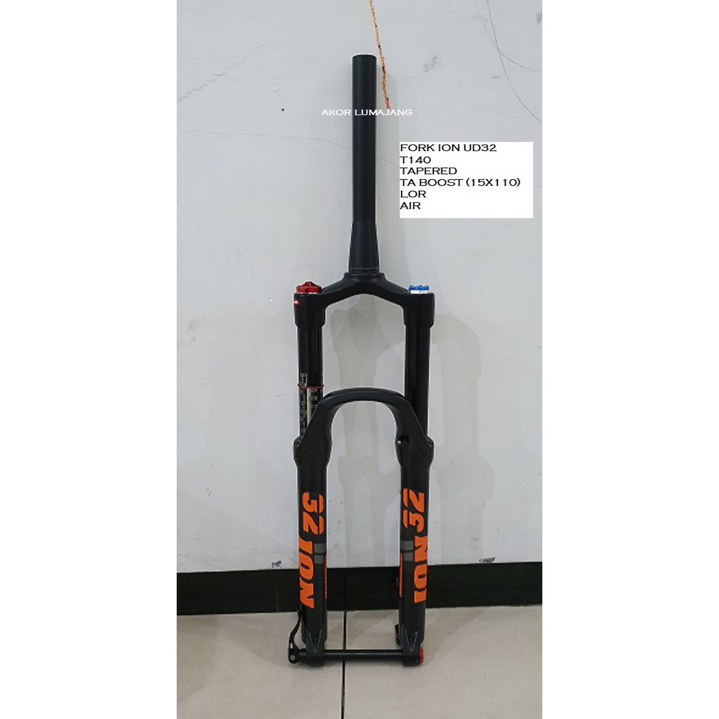 fork sepeda MTB 27.5 ION UD32 T140 TAPERED TA BOOST 15 X 110 air lock rebound