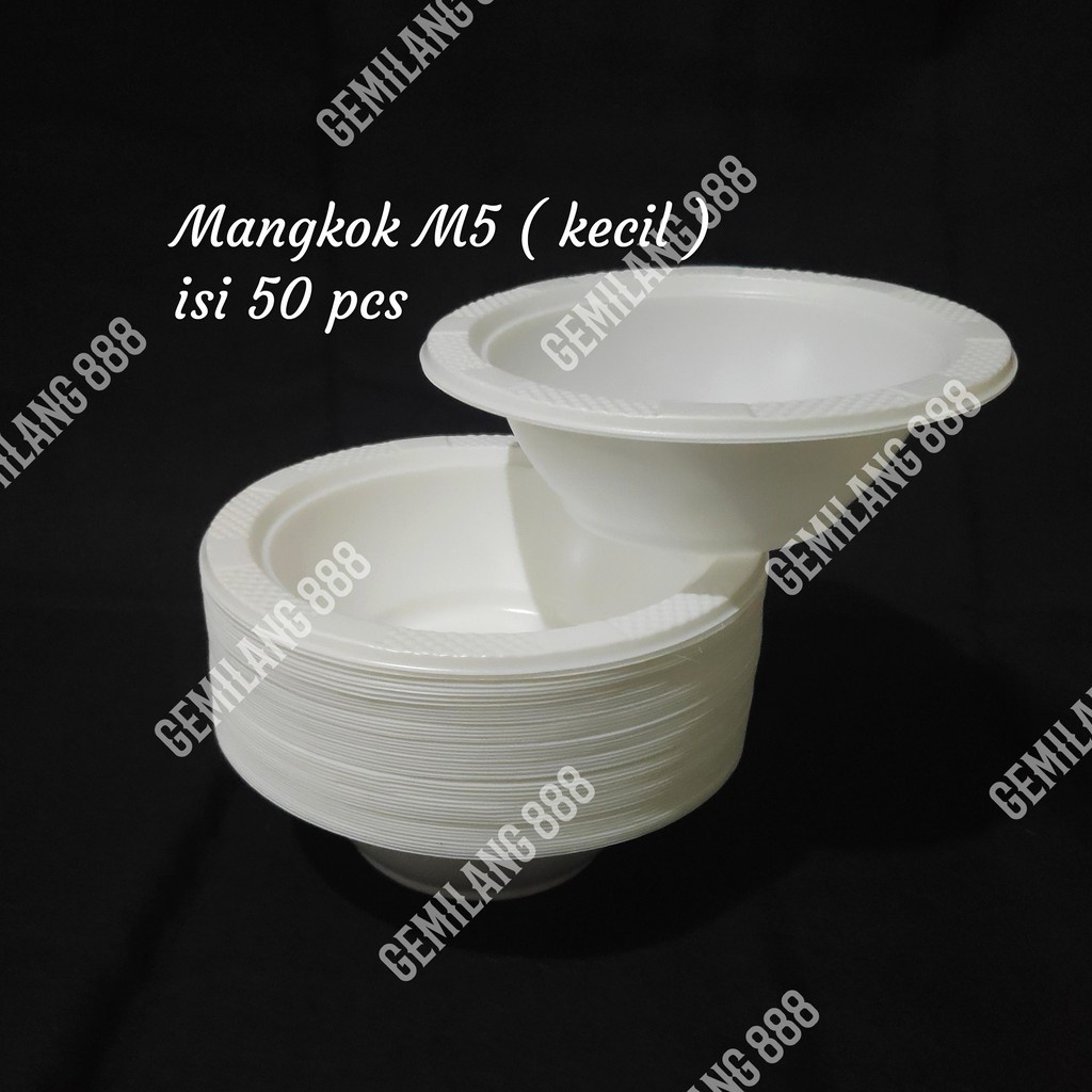 Mangkok Plastik Putih M-5 (isi 50 pcs), Mangkok Bakso soto