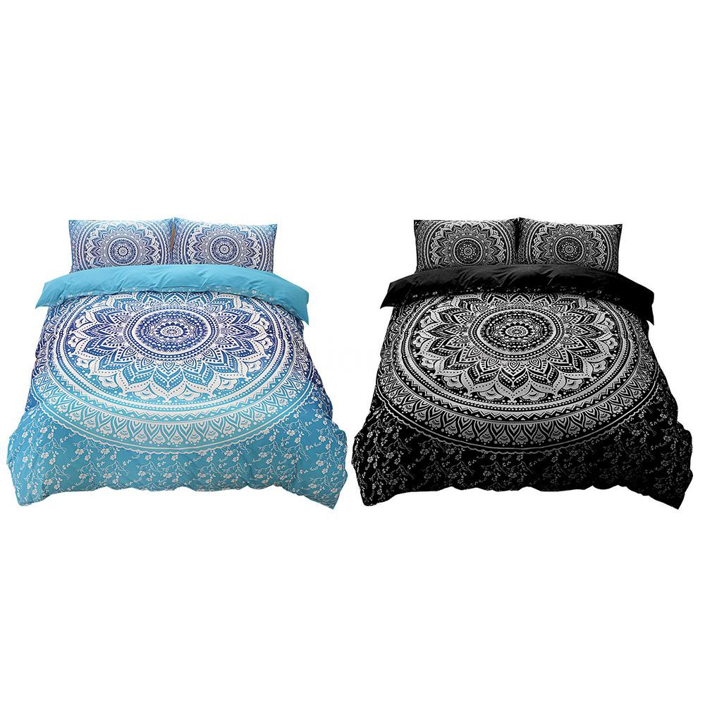 Bedding Set Ethnic Style Pillowcase Bed Sheet Bed Cover Soft And Comfortable 2 3 Pieces Blue Blac Shopee Indonesia