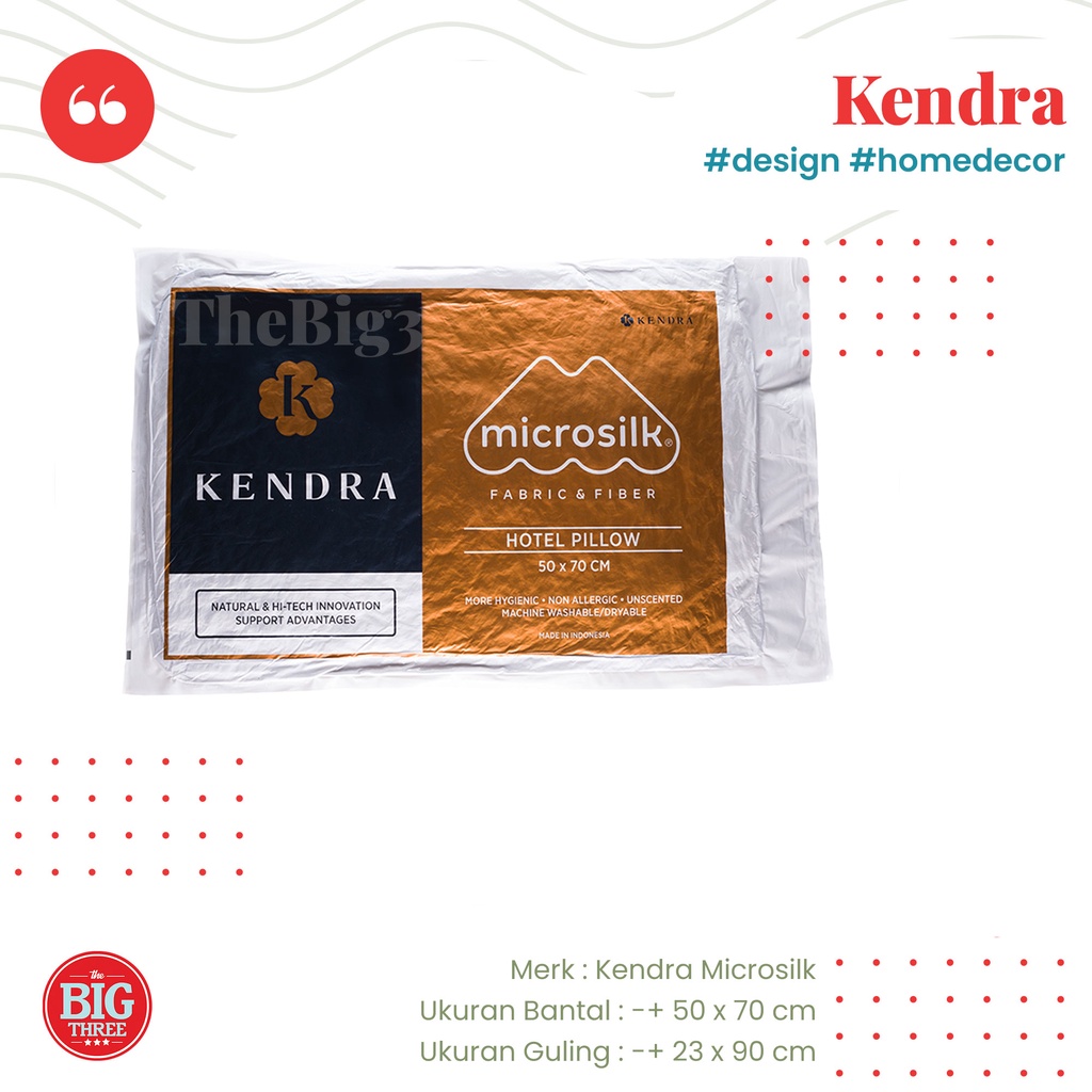 KENDRA - Bantal / Guling Microsilk - Soft Pillow Bolster - Super SIlicon grade AAA - Tidur - Kepala