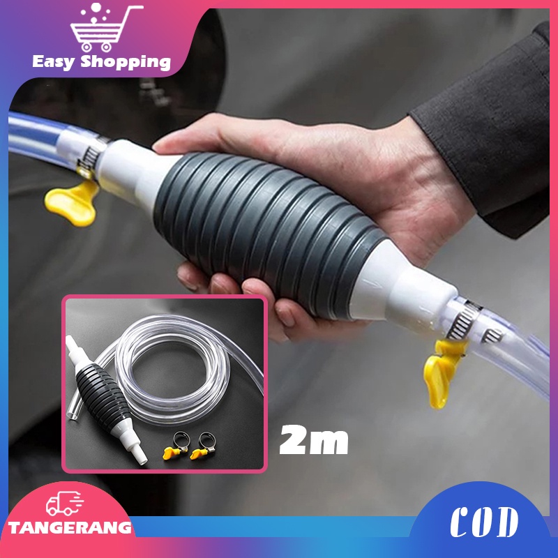 2m Pompa Manual Bahan Bakar Bensin Alat Sedot Bensin Tahan Lama Hand Siphon Pemindah Air Minyak Bensin Mobil