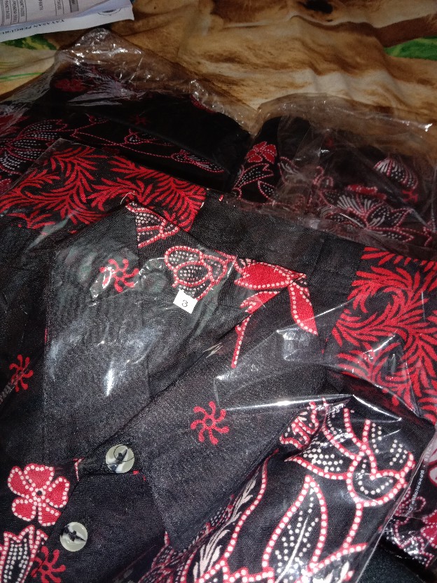 Batik Couple Keluarga Sania Ruffle Ori Ndoro Jowi Dnt Bunga Sakura Merah