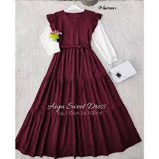 Aiyu Sweet Dress /Baju Remaja Wanita /pakaian wanita/kekinianAiyu /Dress/korea style/L/XXL/Terbaru/ Termurah Viral 2021