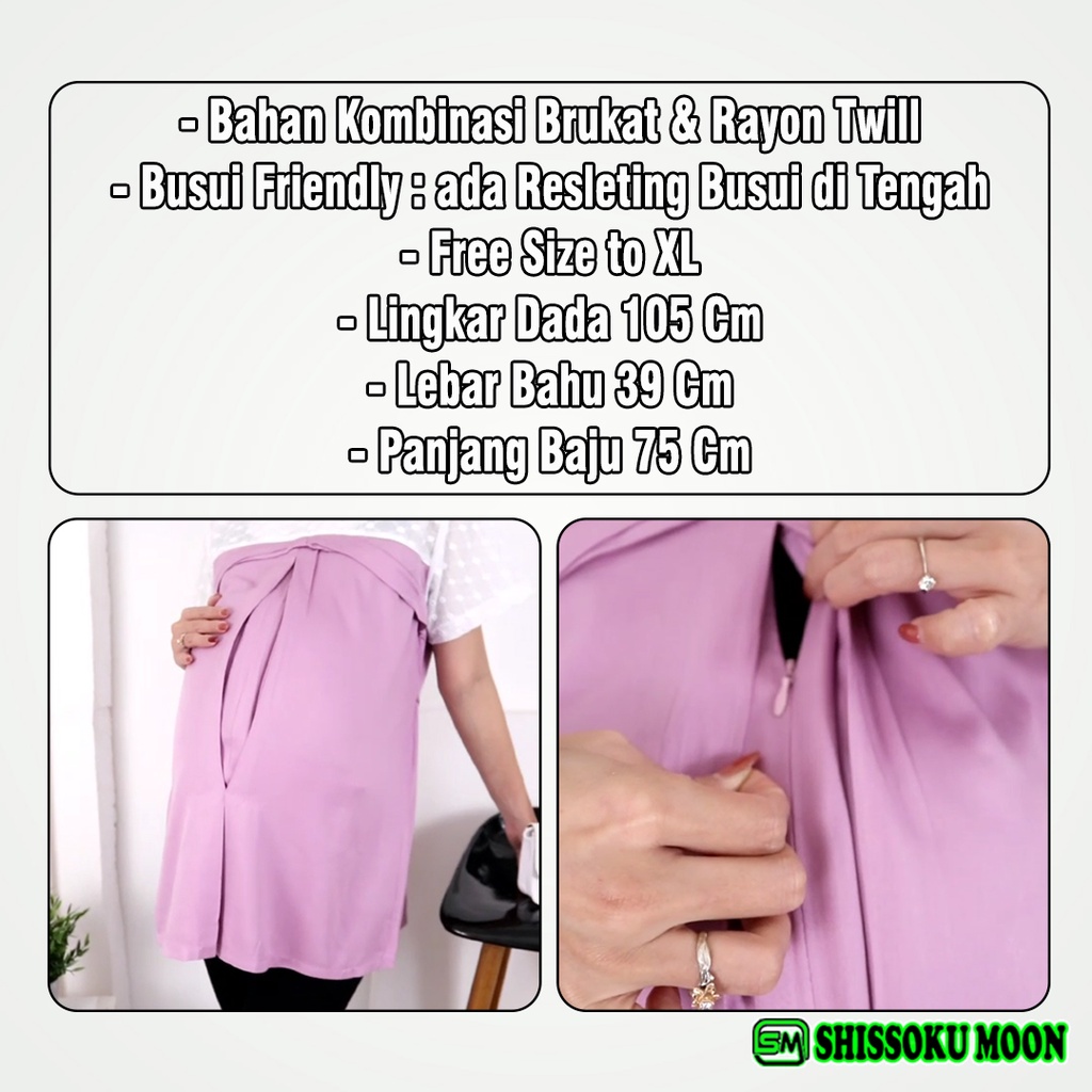 Baju Atasan Hamil Menyusui Model Kekinian Bahan Brukat &amp; Rayon Twill - Jenny