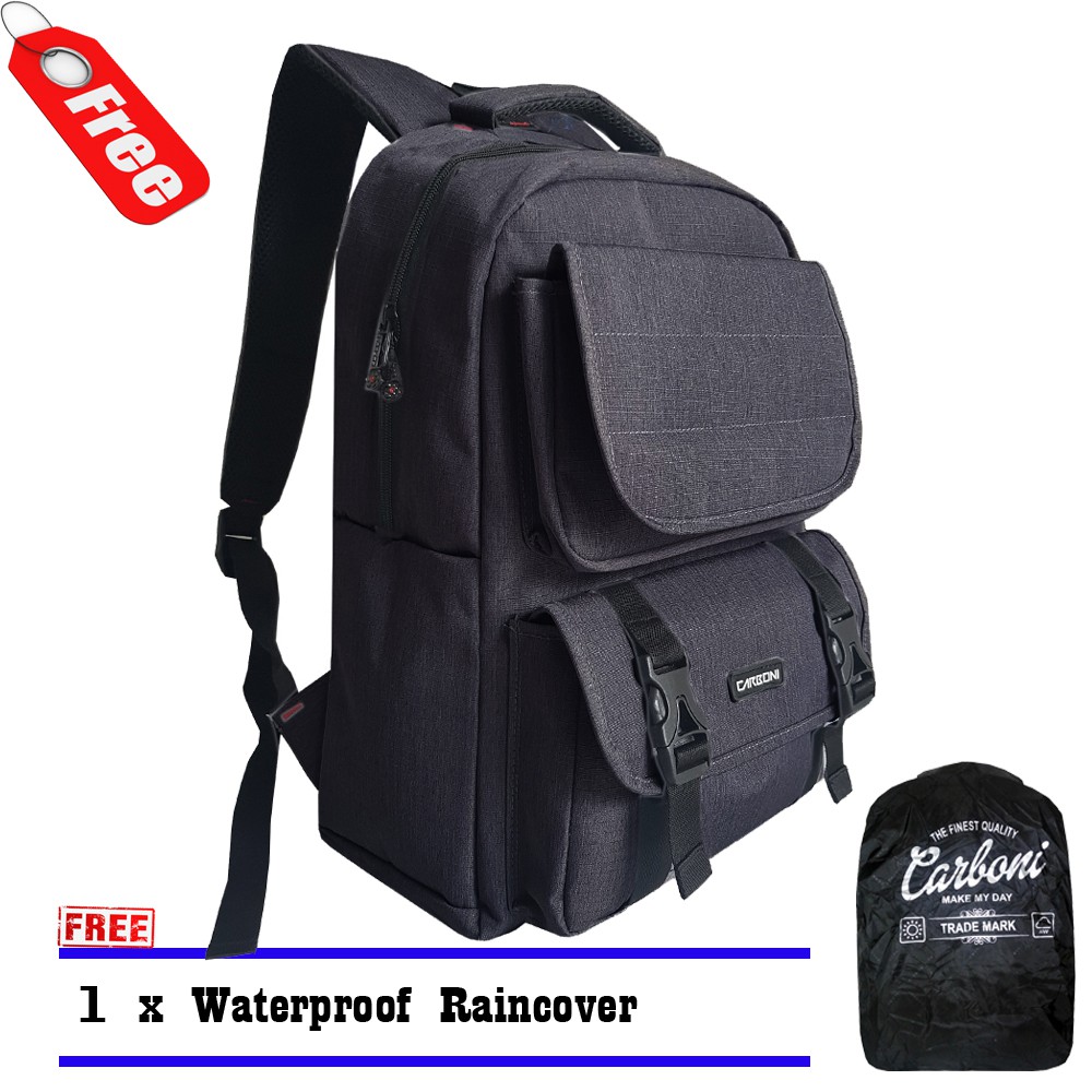 SHOPEE 6.6 SUPER SALE!! Carboni Tas Ransel AA0051 Original 17 - Black+ Raincover