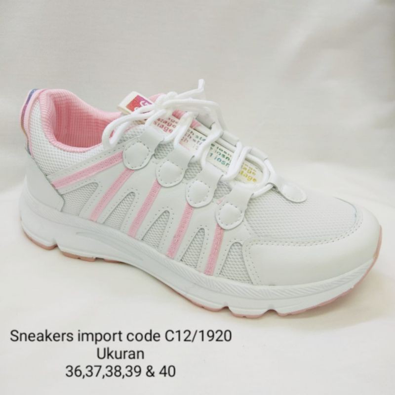 SEPATU SNEAKERS WANITA TERBARU-Putih pink