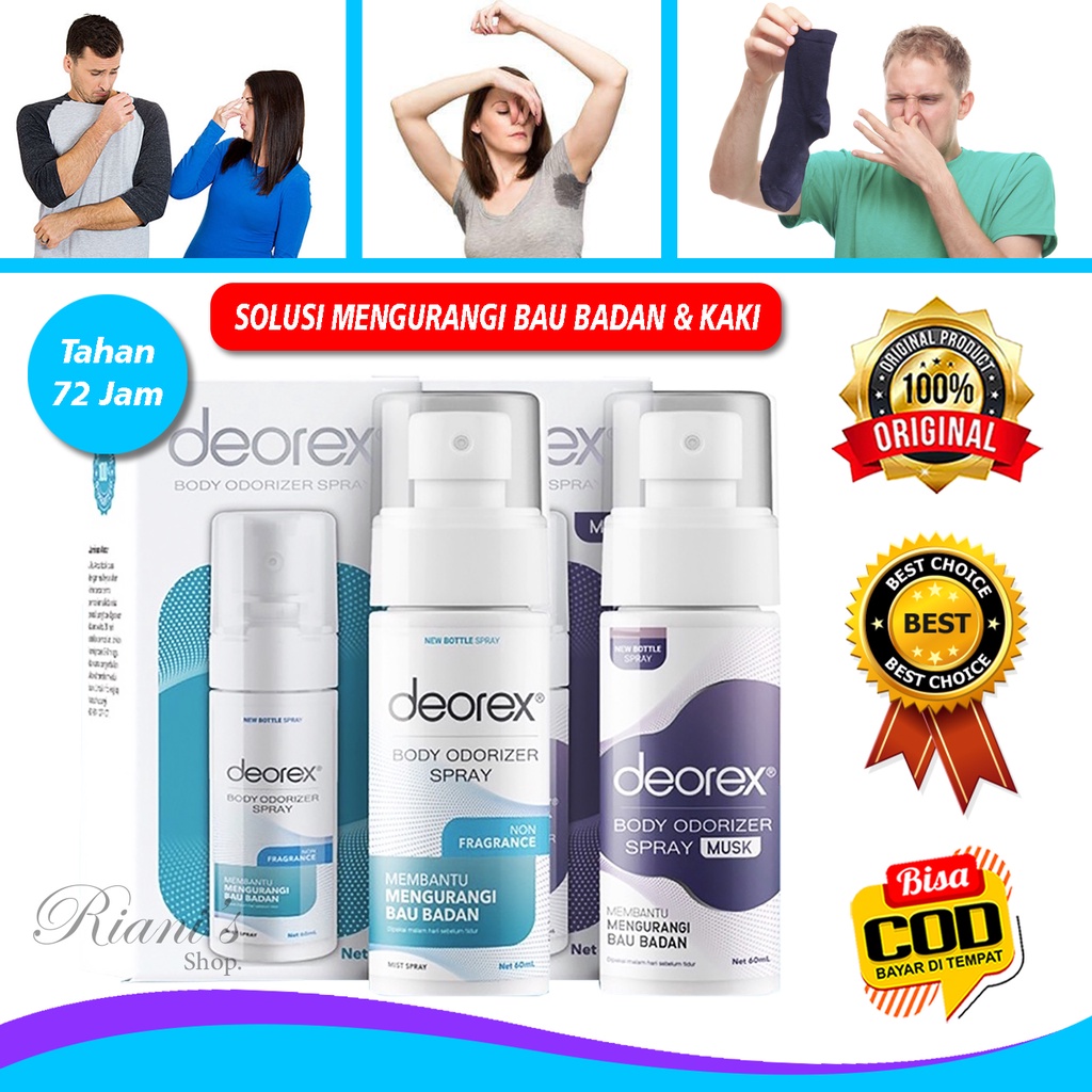 Deorex Body Odorizer Spray 60 ml New 2022 Original Obat Alami Aman Penghilang Menghilangkan Menguran