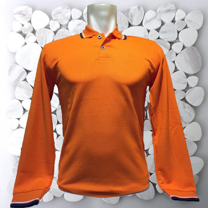 Jual Kerah LENGAN PANJANG ORANGE / KAOS BERKERAH LENGAN PANJANG MURAH