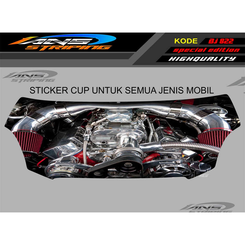 DECAL STICKER KAP MOBIL AVANZA XENIA, JAZZ, AGYA, SEDAN, YARIS / STICKER KAP MESIN MOBIL