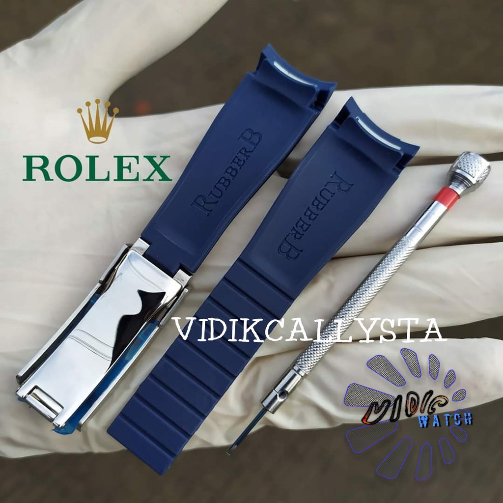 Strap Rolex Rubber B + Buckle khusus Rolex Gmt Yact master 20mm Model Curve Swiss - Biru