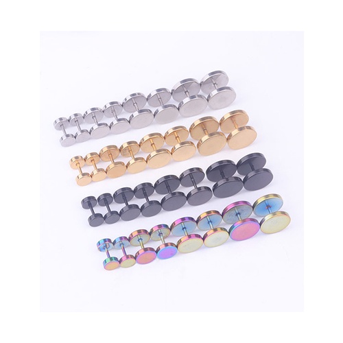 LRC Anting Tusuk Fashion Colorful Stainless Steel Smooth Screw Earrings (1 pcs）V49238